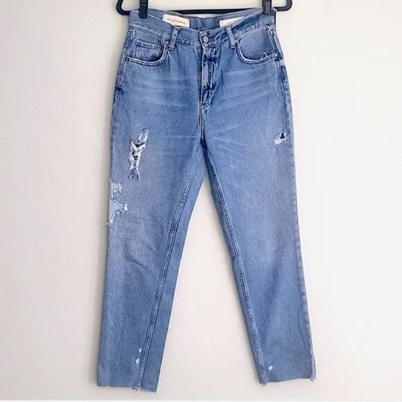 Pilcro and the Letterpress Tilde Blue Distressed Cotton Denim Pants - Size 27 - Picture 2 of 12